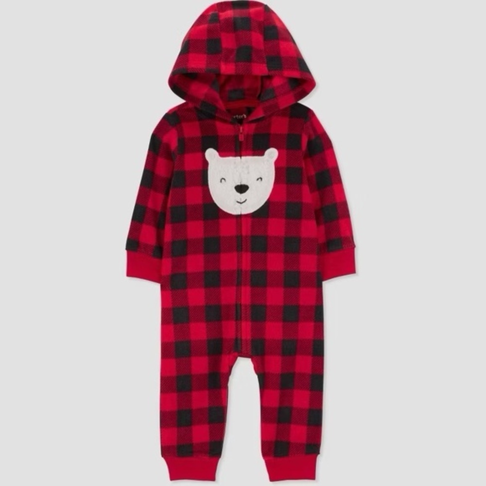 Carter's Just One You nwt Baby Plaid Bear Romper